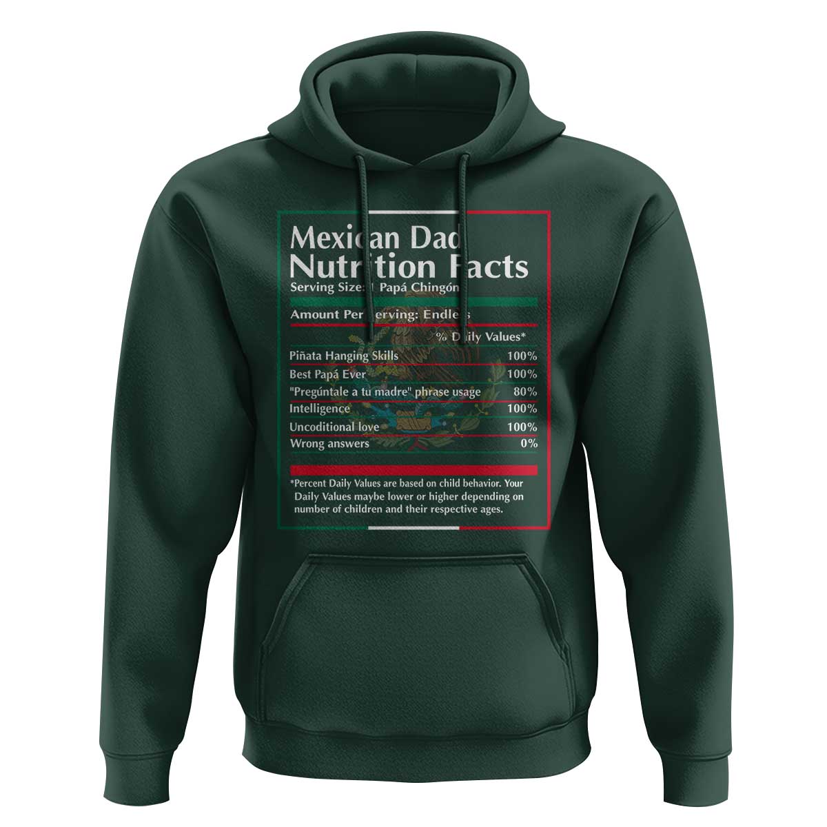 Funny Mexican Dad Hoodie Dad Nutrition Facts Mexico Flag Father's Day
