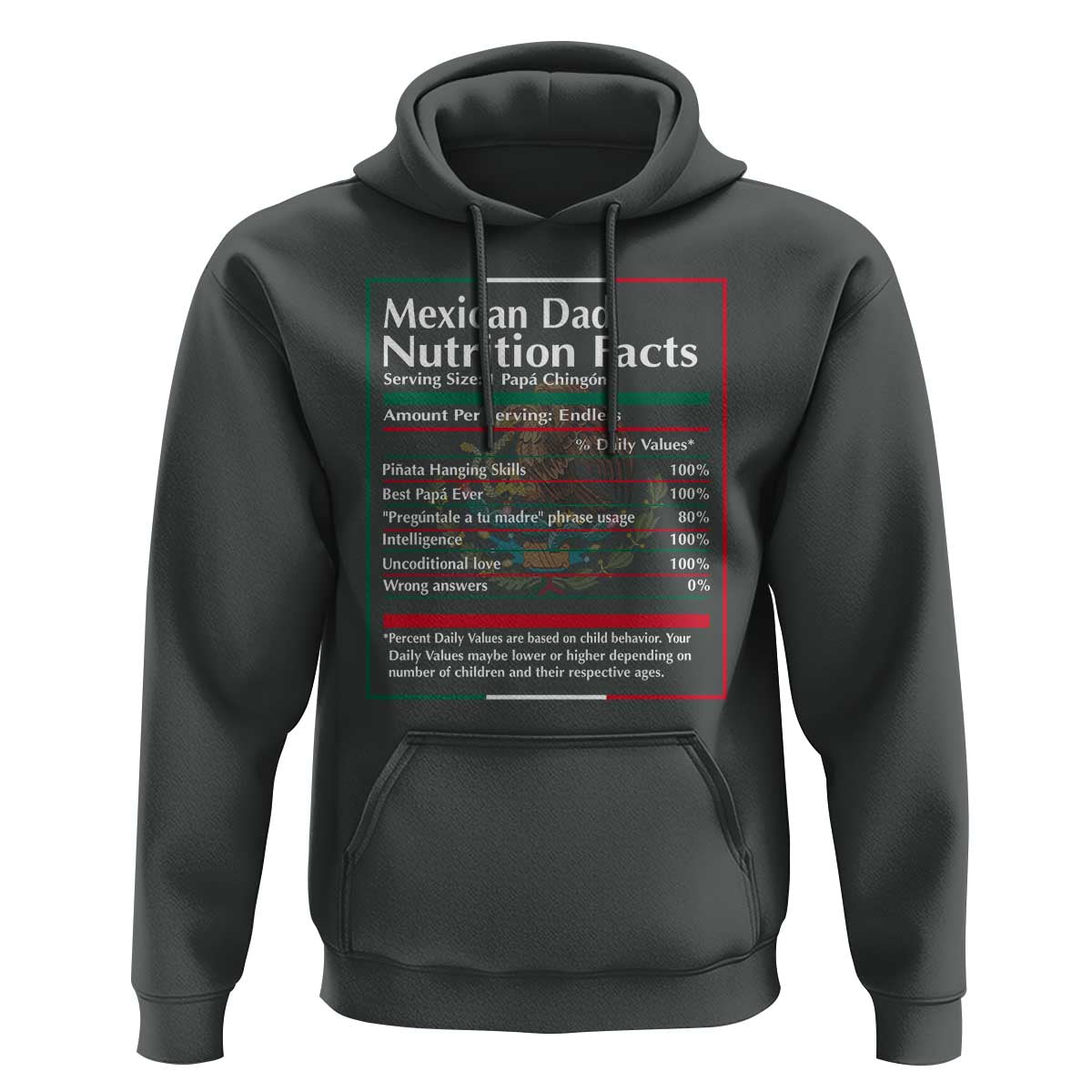 Funny Mexican Dad Hoodie Dad Nutrition Facts Mexico Flag Father's Day