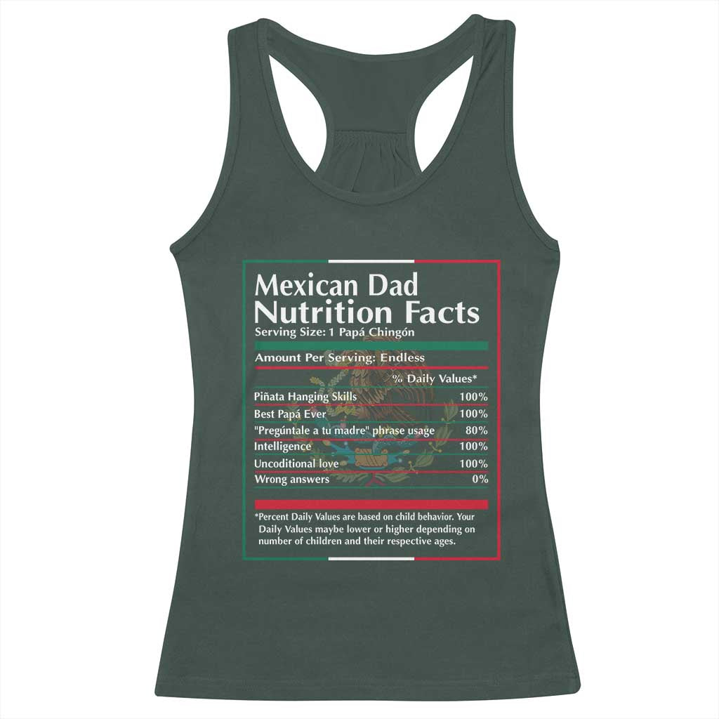 Funny Mexican Dad Racerback Tank Top Dad Nutrition Facts Mexico Flag Father's Day