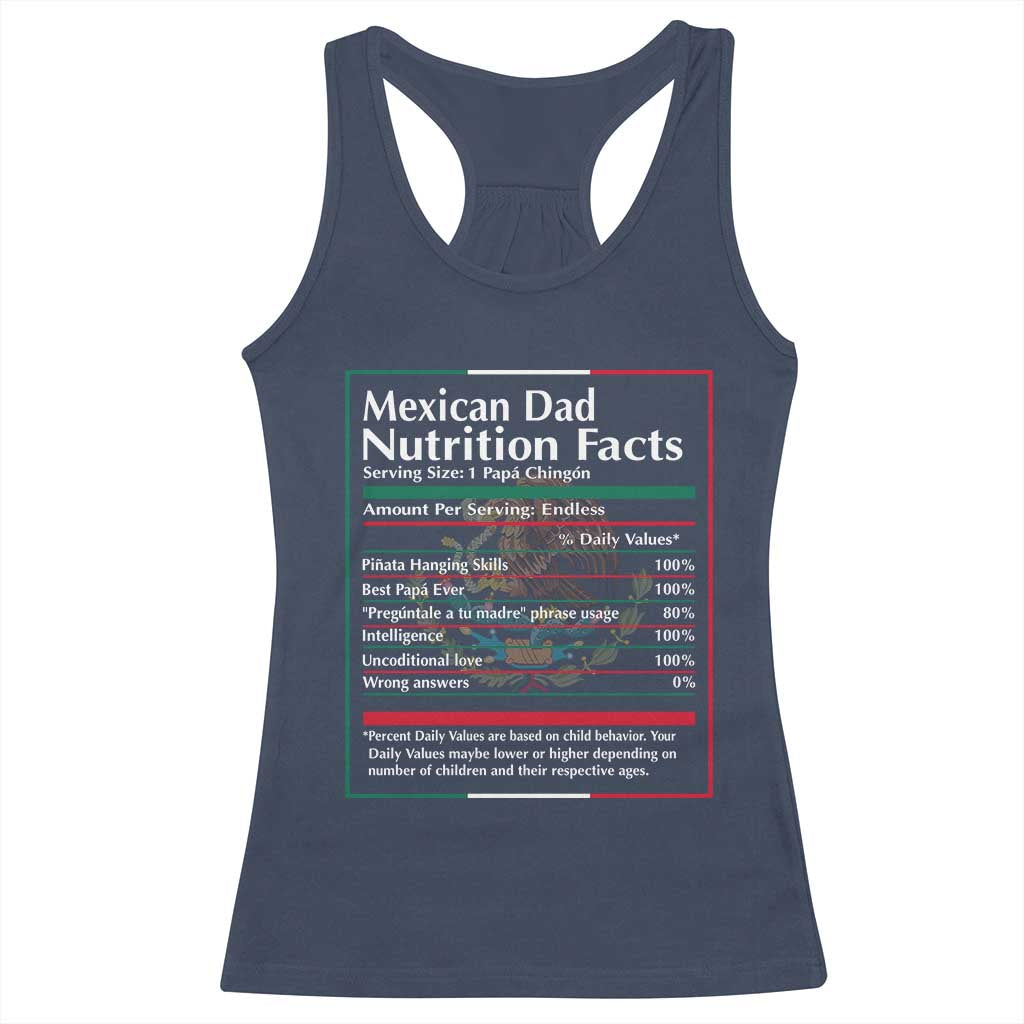 Funny Mexican Dad Racerback Tank Top Dad Nutrition Facts Mexico Flag Father's Day