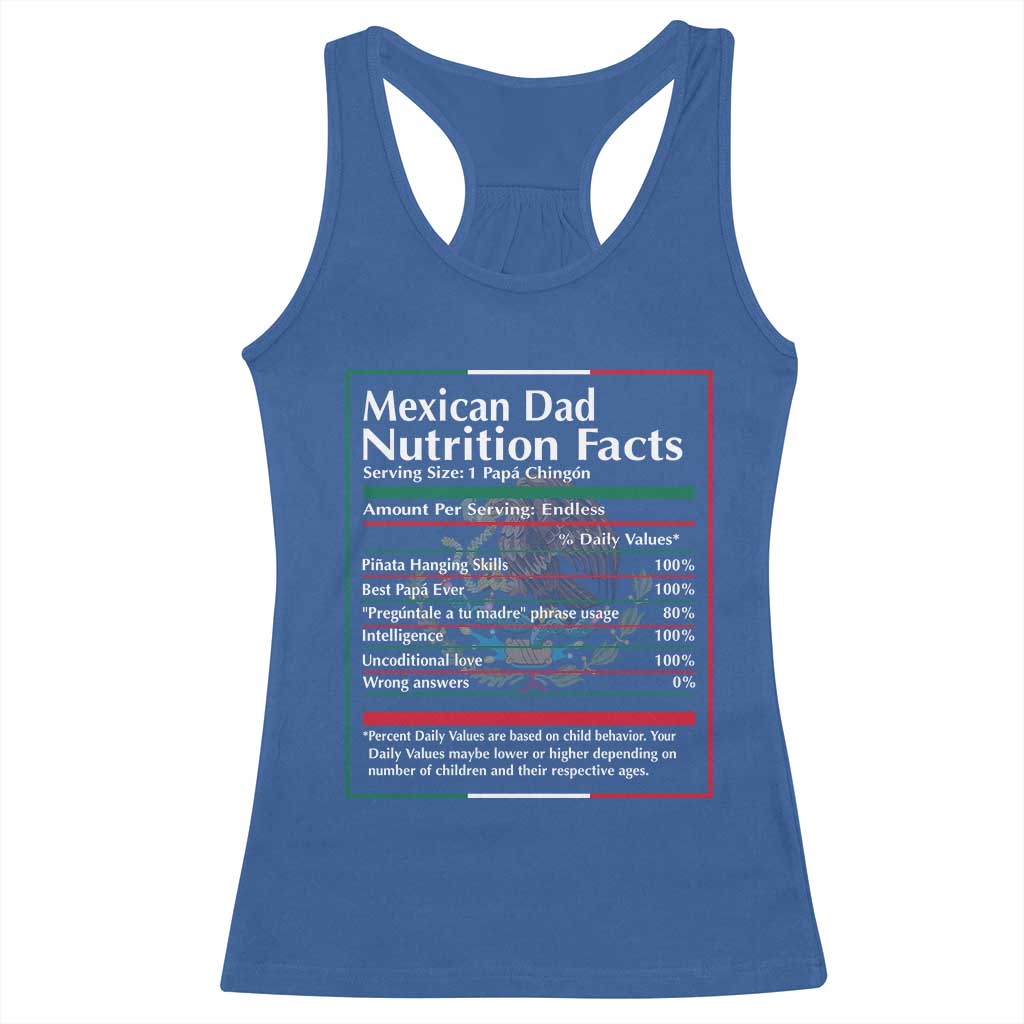Funny Mexican Dad Racerback Tank Top Dad Nutrition Facts Mexico Flag Father's Day