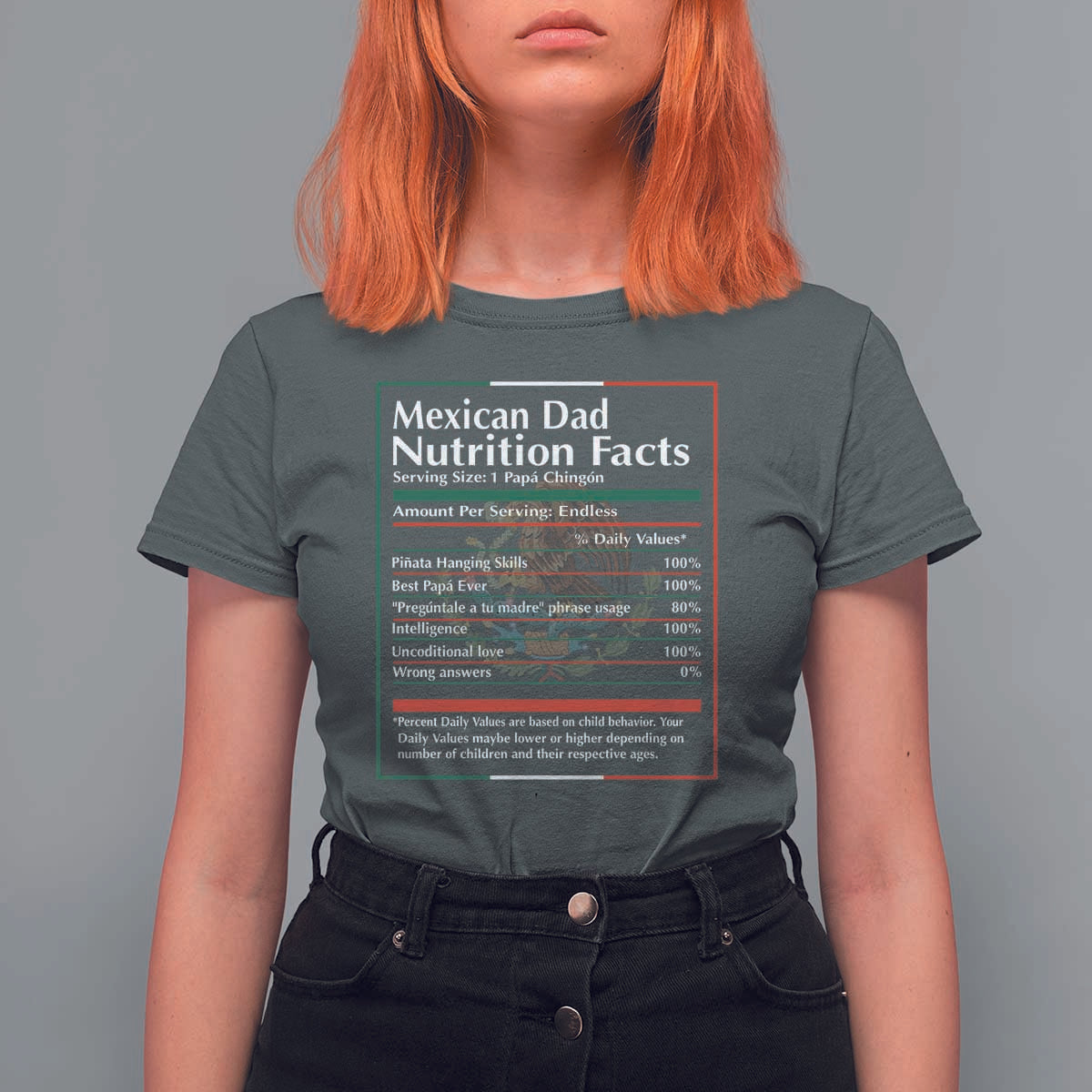 Funny Mexican Dad T Shirt For Women Dad Nutrition Facts Mexico Flag Father's Day