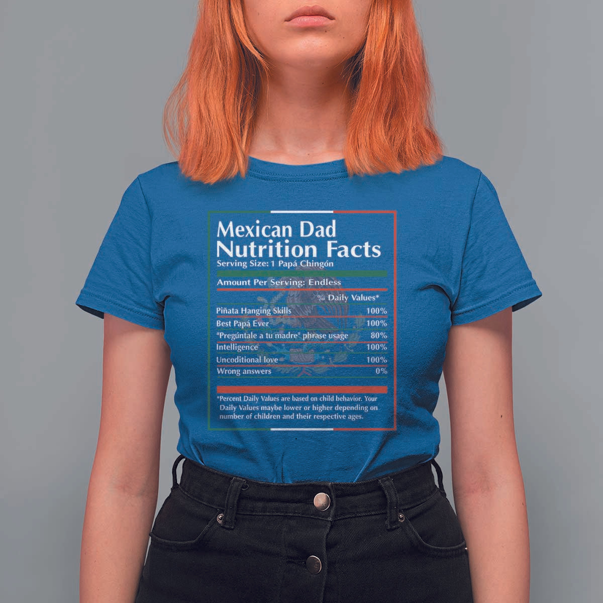 Funny Mexican Dad T Shirt For Women Dad Nutrition Facts Mexico Flag Father's Day