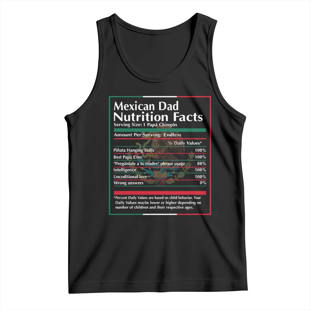 Funny Mexican Dad Tank Top Dad Nutrition Facts Mexico Flag Father's Day