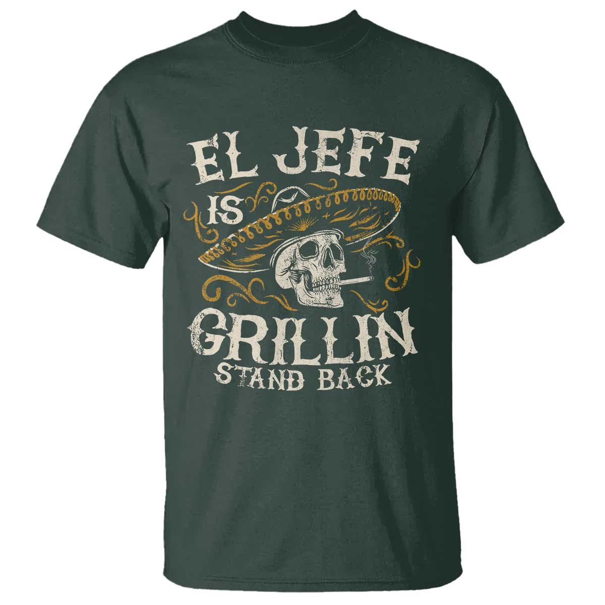 Funny El Jefe Is Grillin Stand Back T Shirt Mexican Dad Father's Day