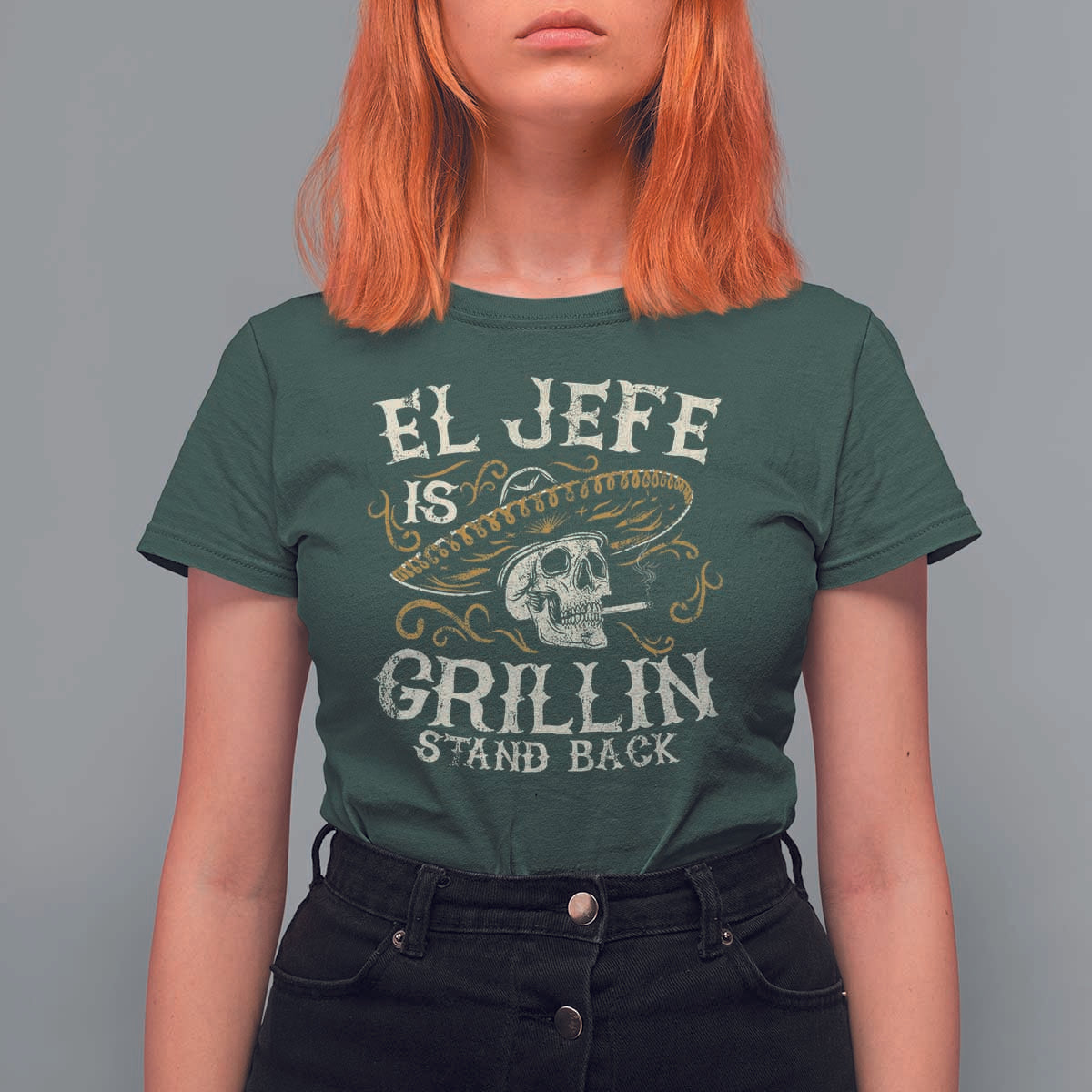 Funny El Jefe Is Grillin Stand Back T Shirt For Women Mexican Dad Father's Day