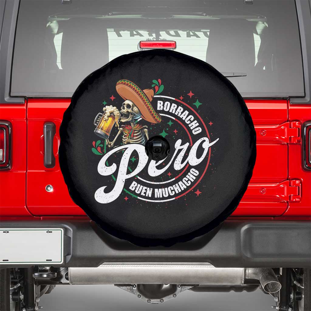 Funny Cinco De Mayo Spare Tire Cover Borracho Pero Buen Muchacho Mexican Skeleton With Beers