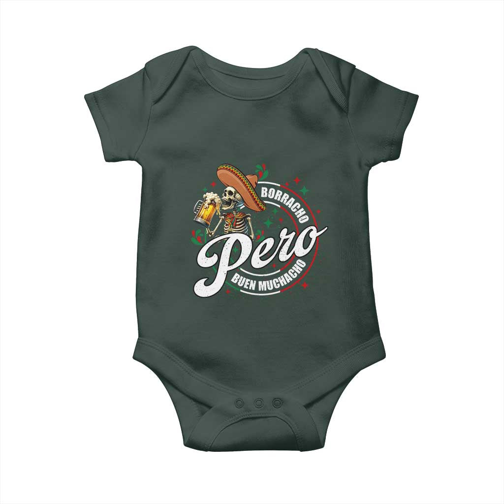 Funny Cinco De Mayo Baby Onesie Borracho Pero Buen Muchacho Mexican Skeleton With Beers