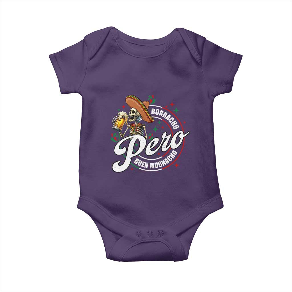 Funny Cinco De Mayo Baby Onesie Borracho Pero Buen Muchacho Mexican Skeleton With Beers