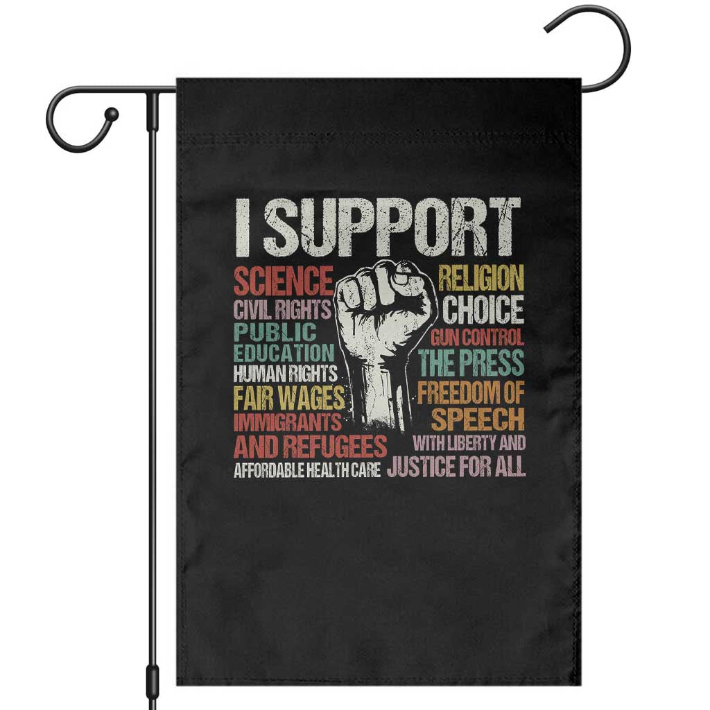 I Support Progressive Liberal Human Rights Garden Flag Vintage Hand Fist - Wonder Print Shop