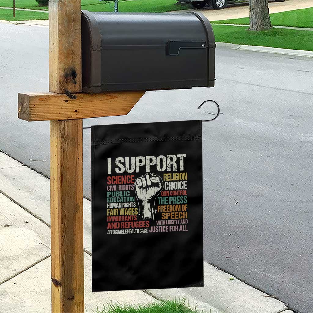 I Support Progressive Liberal Human Rights Garden Flag Vintage Hand Fist - Wonder Print Shop