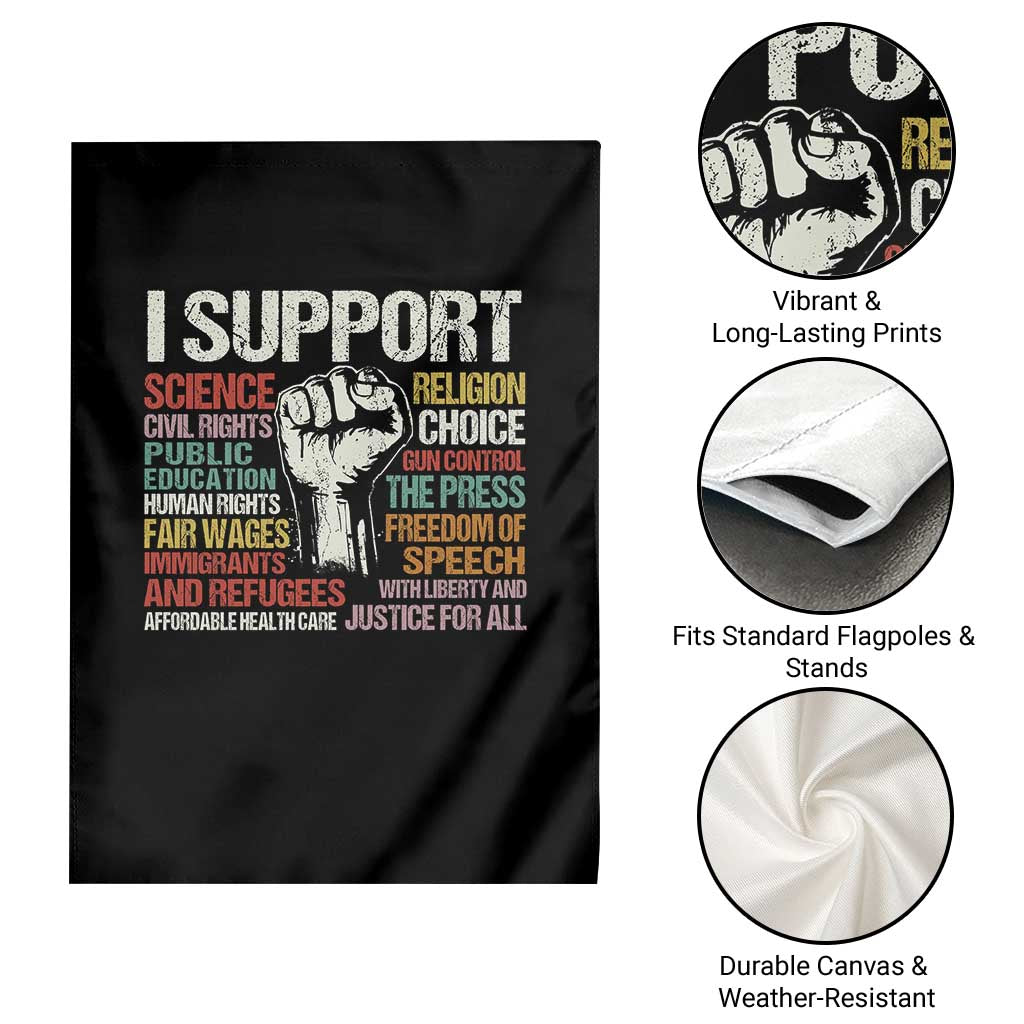 I Support Progressive Liberal Human Rights Garden Flag Vintage Hand Fist - Wonder Print Shop