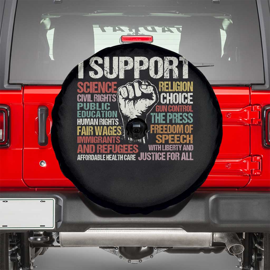 I Support Progressive Liberal Human Rights Spare Tire Cover Vintage Hand Fist