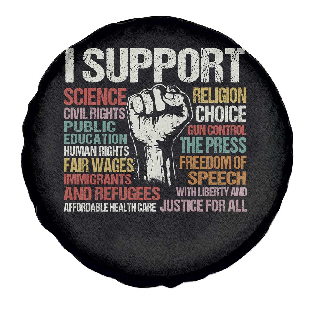 I Support Progressive Liberal Human Rights Spare Tire Cover Vintage Hand Fist