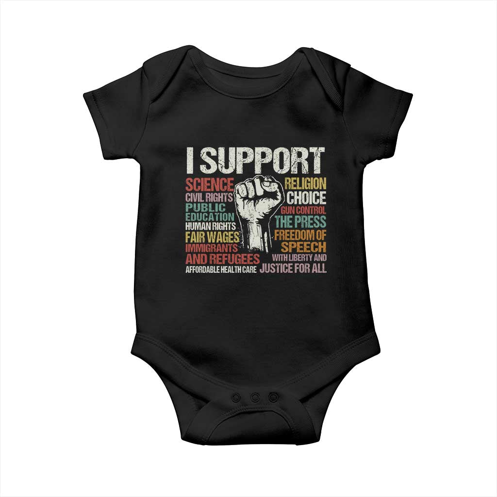 I Support Progressive Liberal Human Rights Baby Onesie Vintage Hand Fist