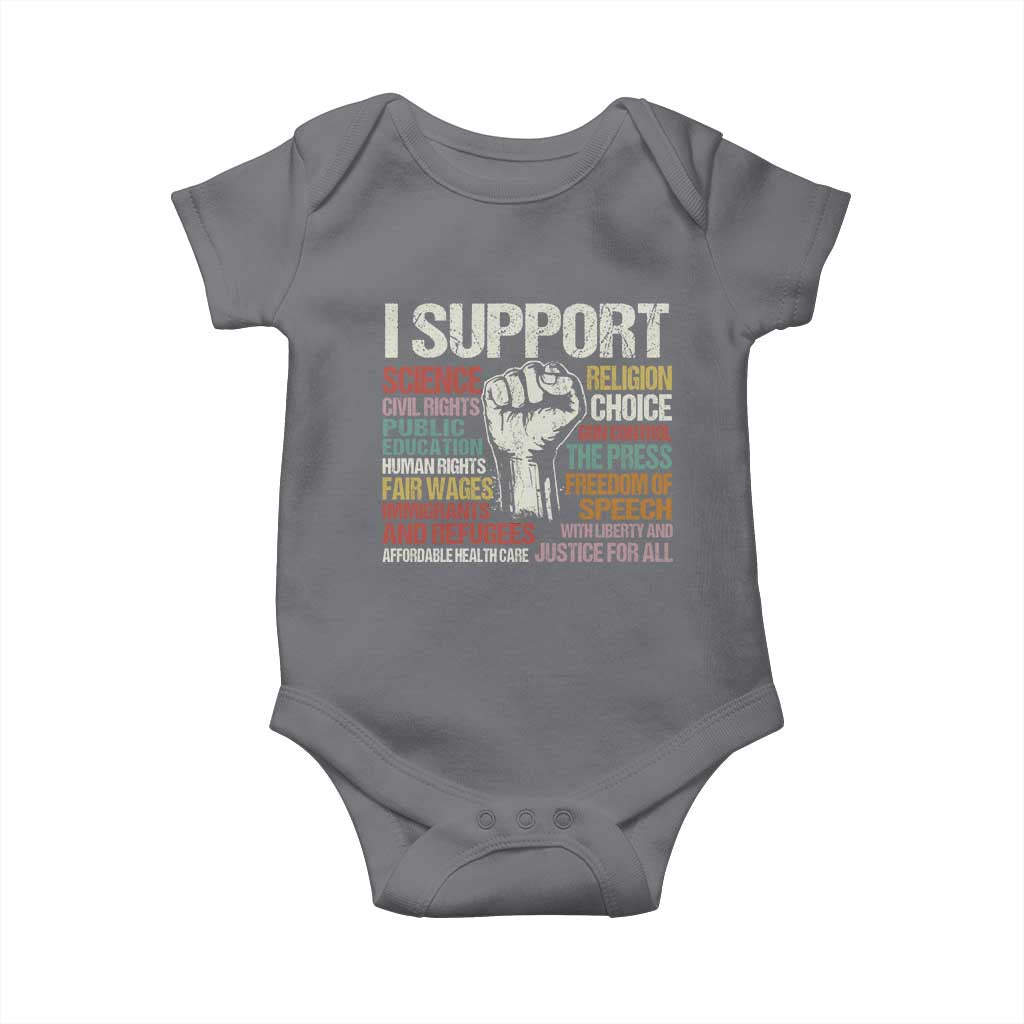 I Support Progressive Liberal Human Rights Baby Onesie Vintage Hand Fist