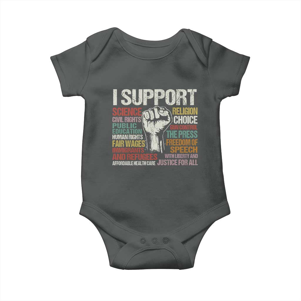 I Support Progressive Liberal Human Rights Baby Onesie Vintage Hand Fist