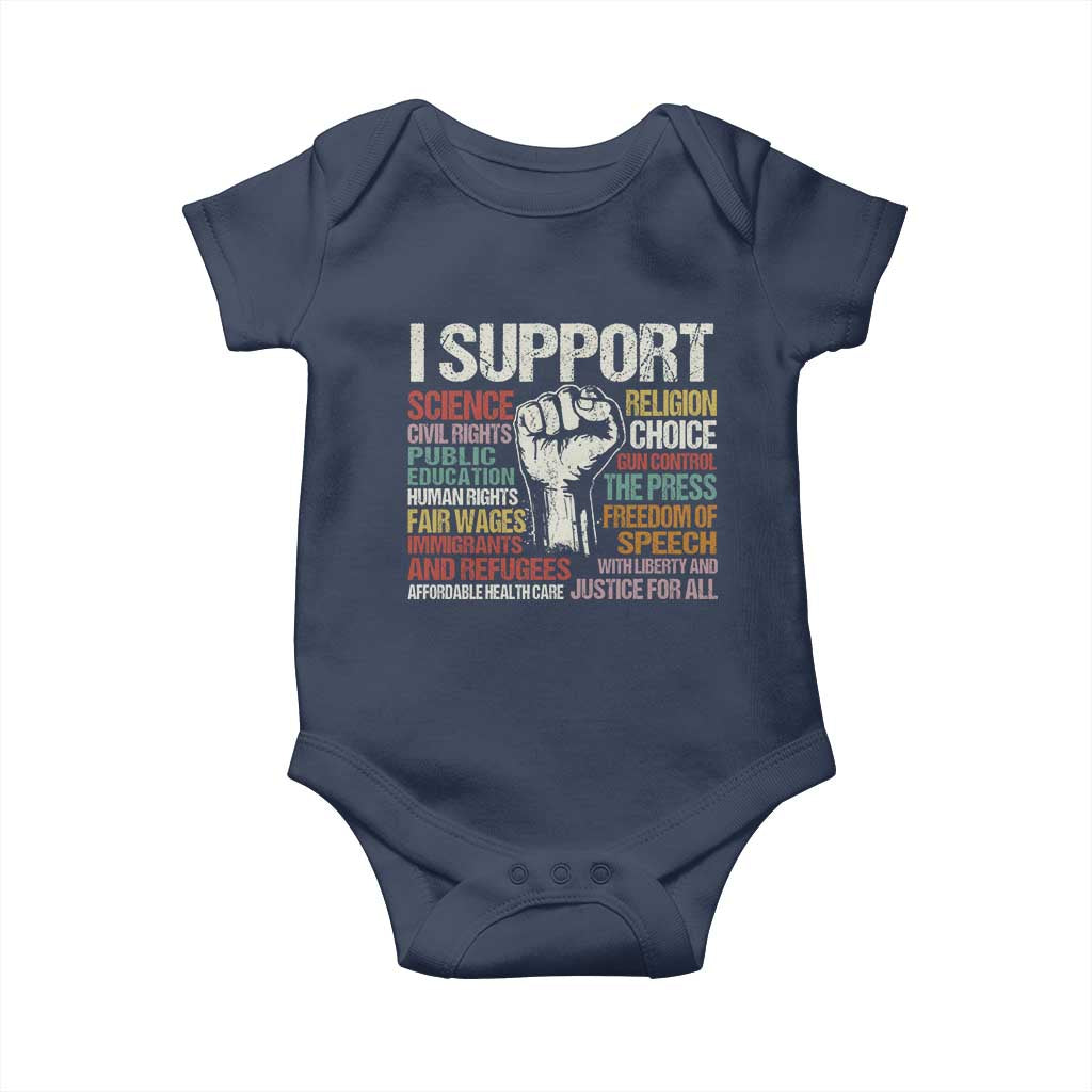 I Support Progressive Liberal Human Rights Baby Onesie Vintage Hand Fist