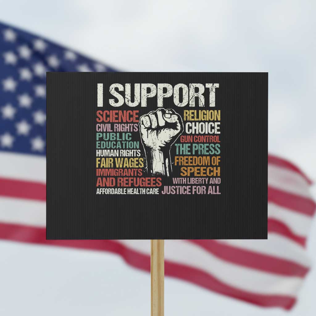 I Support Progressive Liberal Human Rights Protest Sign Vintage Hand Fist - Wonder Print Shop
