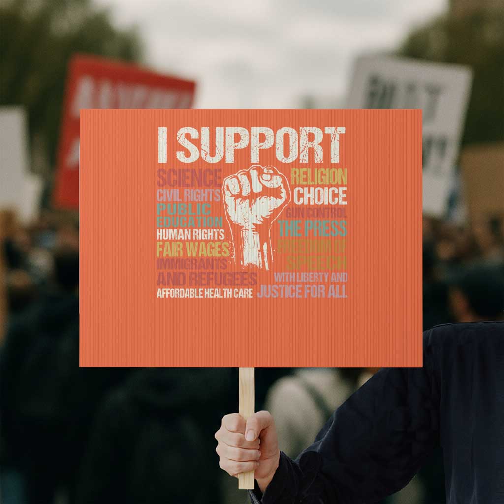 I Support Progressive Liberal Human Rights Protest Sign Vintage Hand Fist - Wonder Print Shop