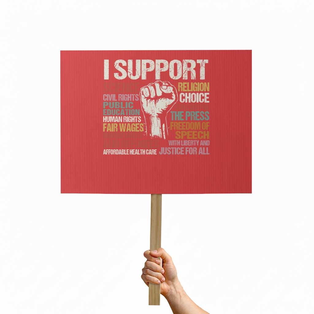 I Support Progressive Liberal Human Rights Protest Sign Vintage Hand Fist - Wonder Print Shop