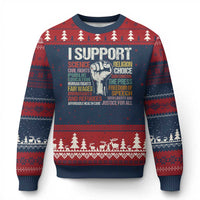 I Support Progressive Liberal Human Rights Ugly Christmas Sweater Vintage Hand Fist - Wonder Print Shop