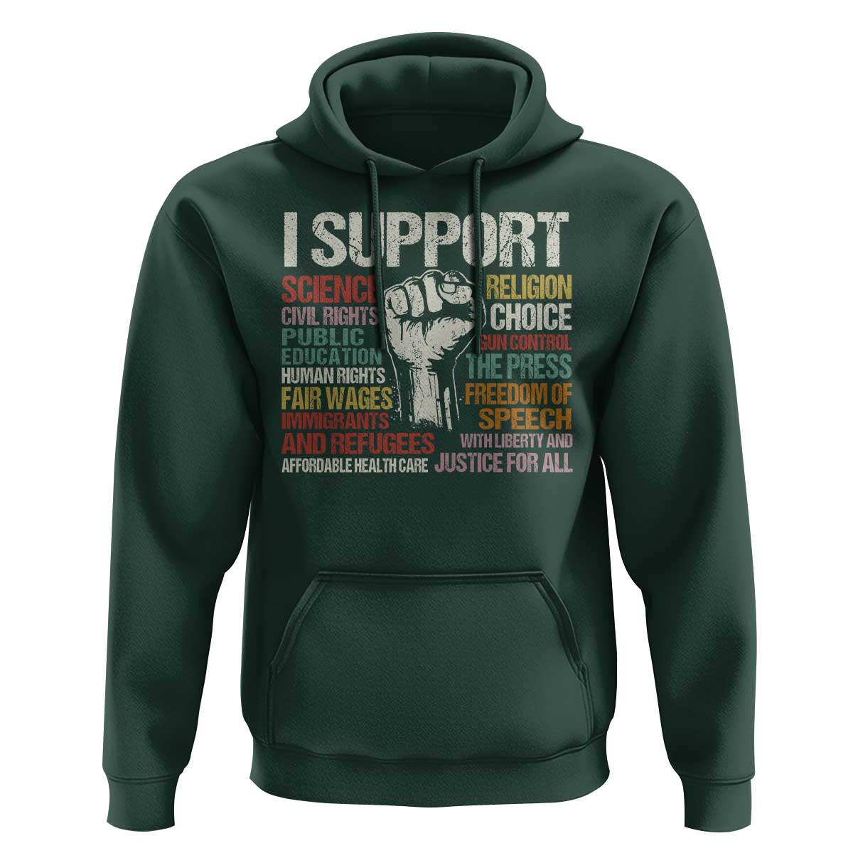 I Support Progressive Liberal Human Rights Hoodie Vintage Hand Fist
