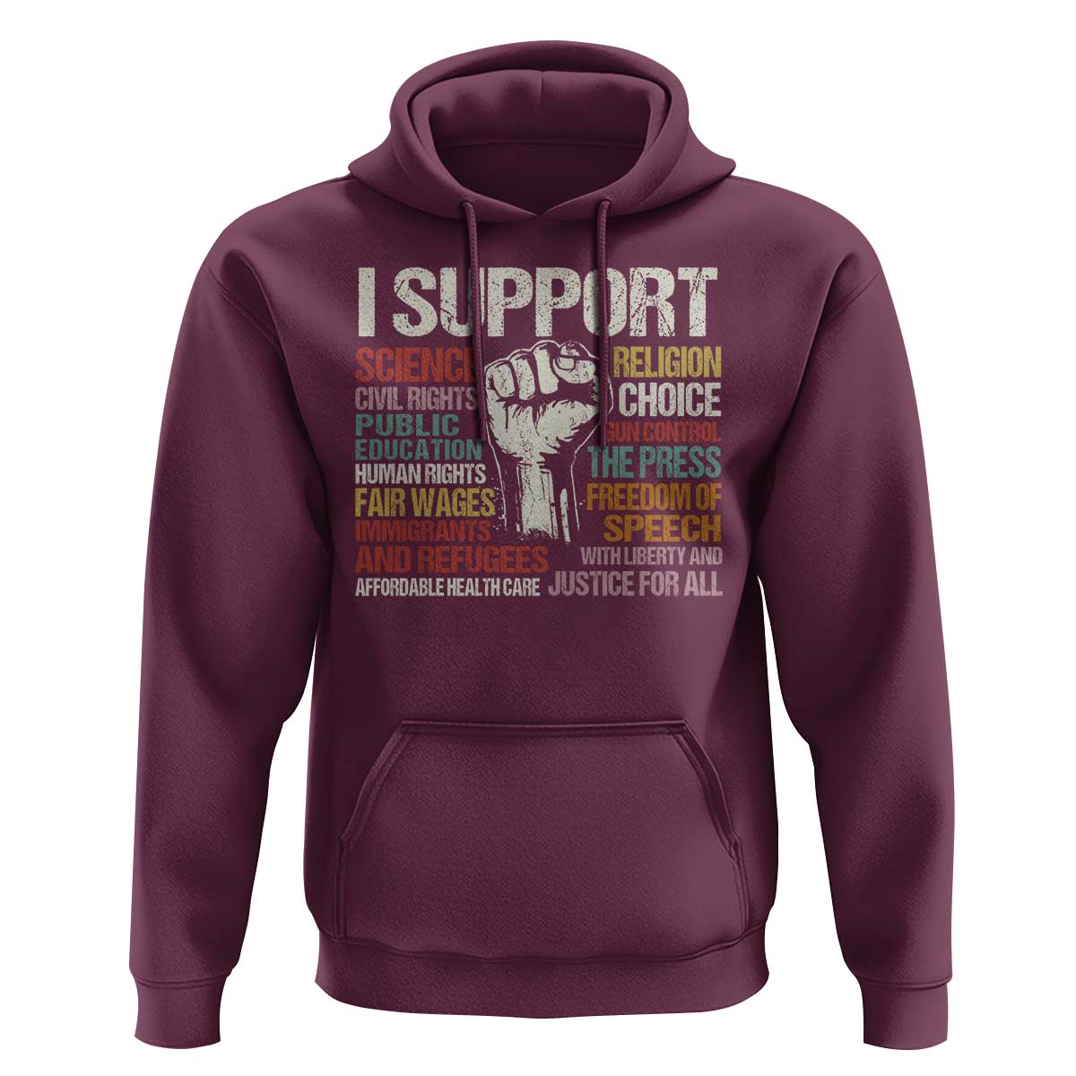 I Support Progressive Liberal Human Rights Hoodie Vintage Hand Fist