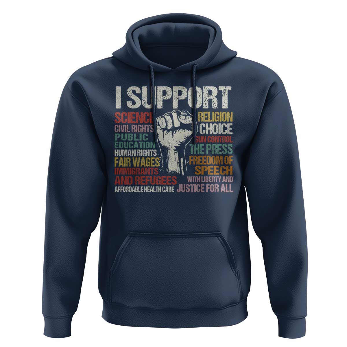 I Support Progressive Liberal Human Rights Hoodie Vintage Hand Fist