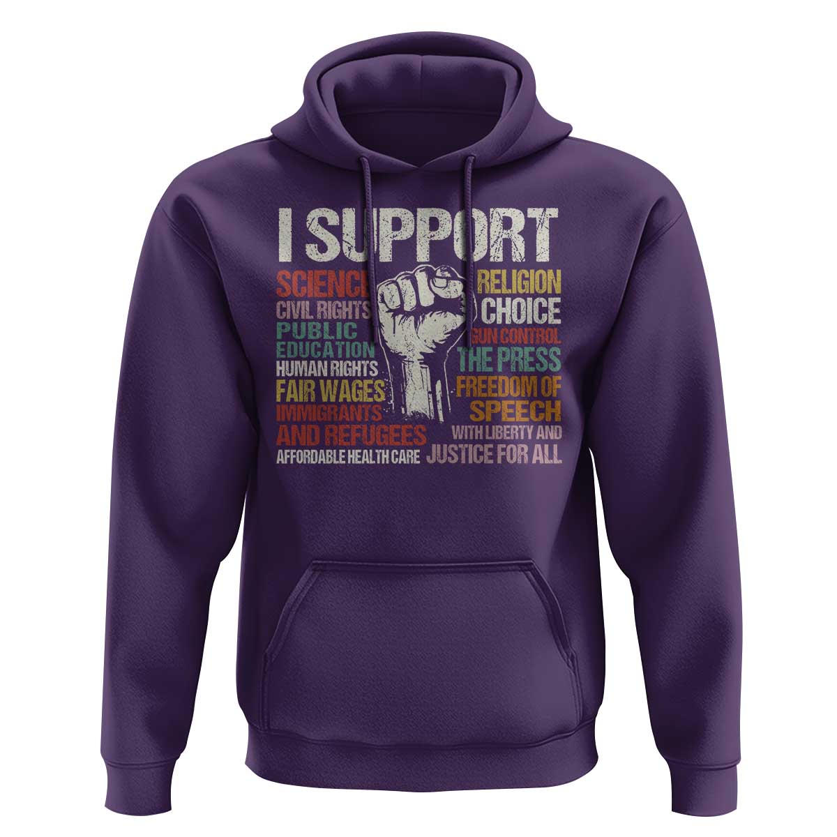 I Support Progressive Liberal Human Rights Hoodie Vintage Hand Fist