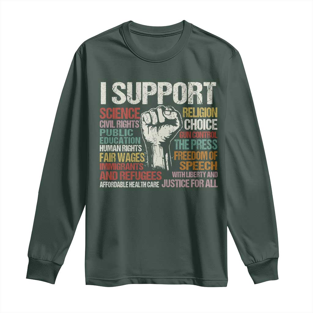 I Support Progressive Liberal Human Rights Long Sleeve Shirt Vintage Hand Fist