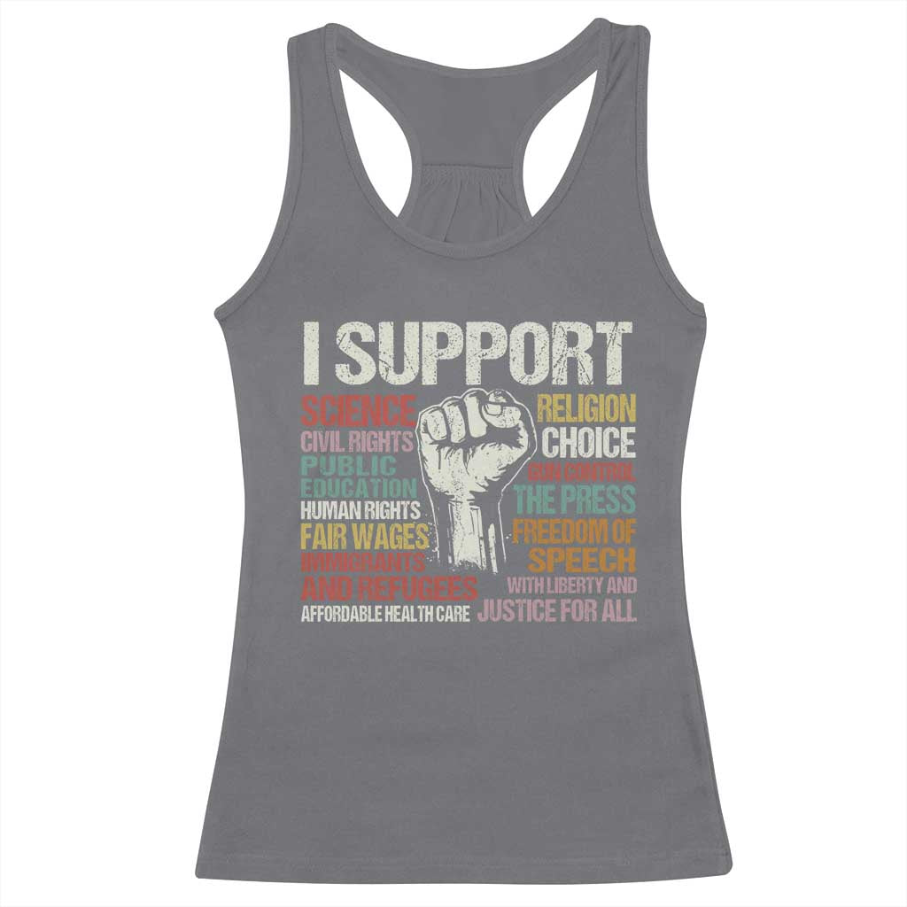 I Support Progressive Liberal Human Rights Racerback Tank Top Vintage Hand Fist