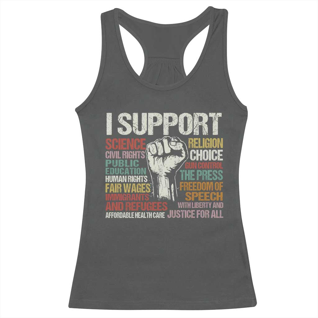 I Support Progressive Liberal Human Rights Racerback Tank Top Vintage Hand Fist