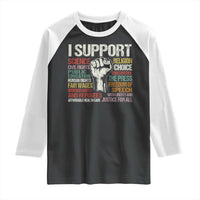 I Support Progressive Liberal Human Rights Raglan Shirt Vintage Hand Fist