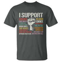 I Support Progressive Liberal Human Rights T Shirt Vintage Hand Fist