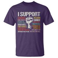 I Support Progressive Liberal Human Rights T Shirt Vintage Hand Fist