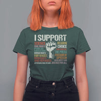 I Support Progressive Liberal Human Rights T Shirt For Women Vintage Hand Fist