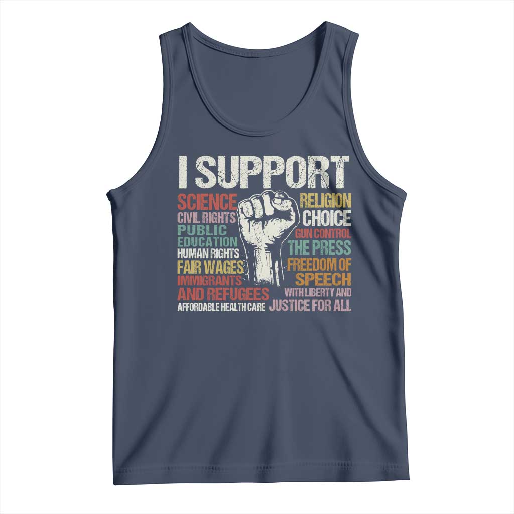 I Support Progressive Liberal Human Rights Tank Top Vintage Hand Fist