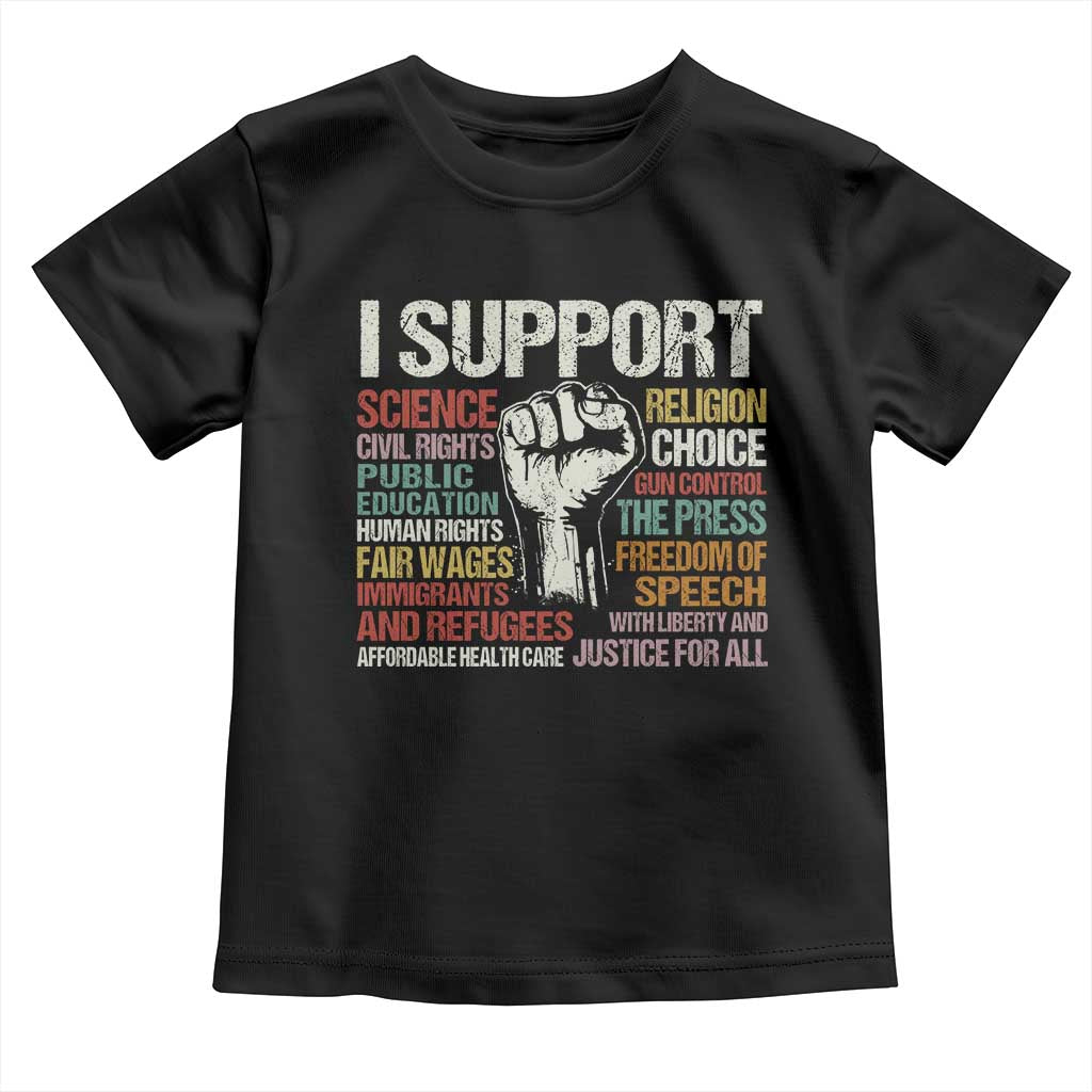 I Support Progressive Liberal Human Rights Toddler T Shirt Vintage Hand Fist