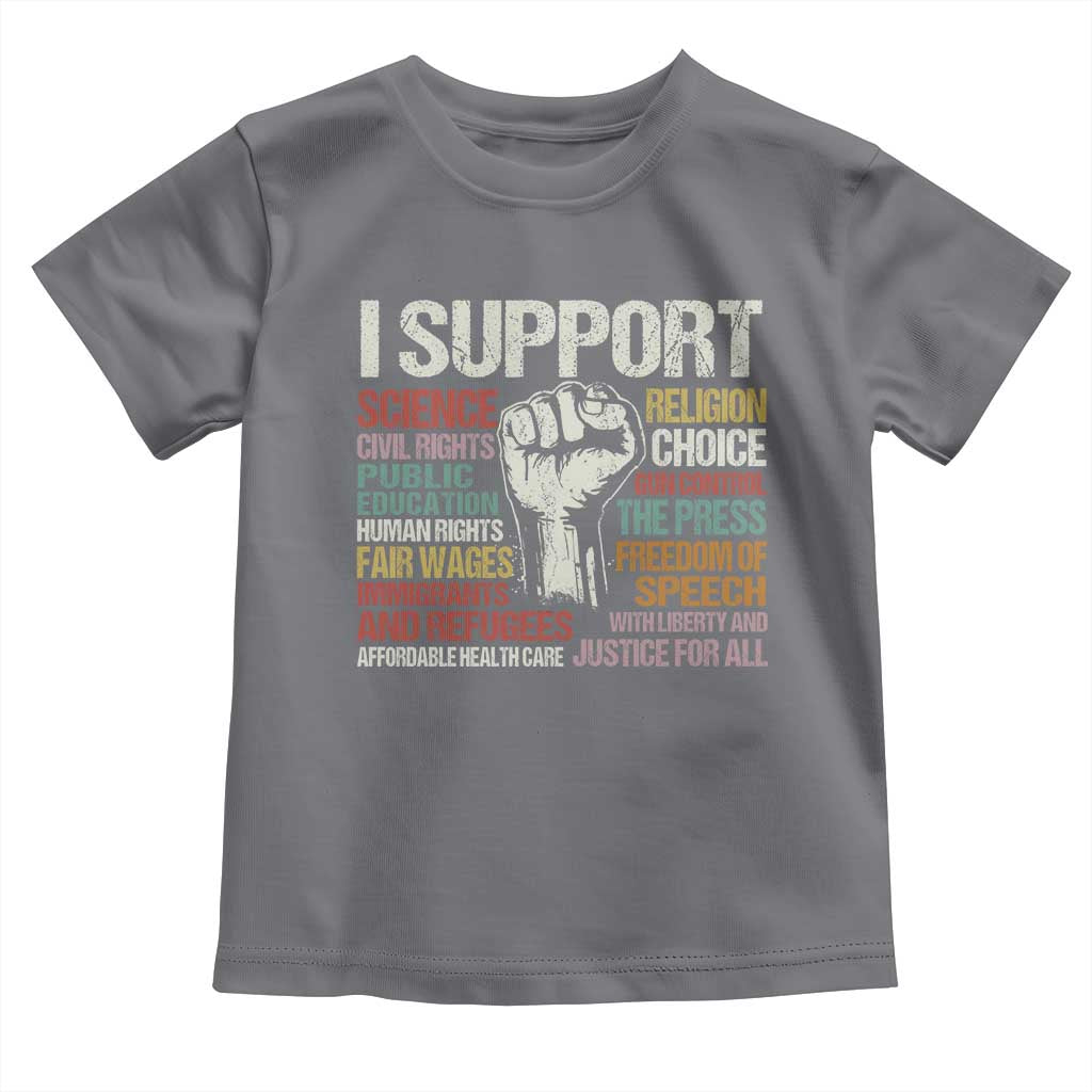 I Support Progressive Liberal Human Rights Toddler T Shirt Vintage Hand Fist