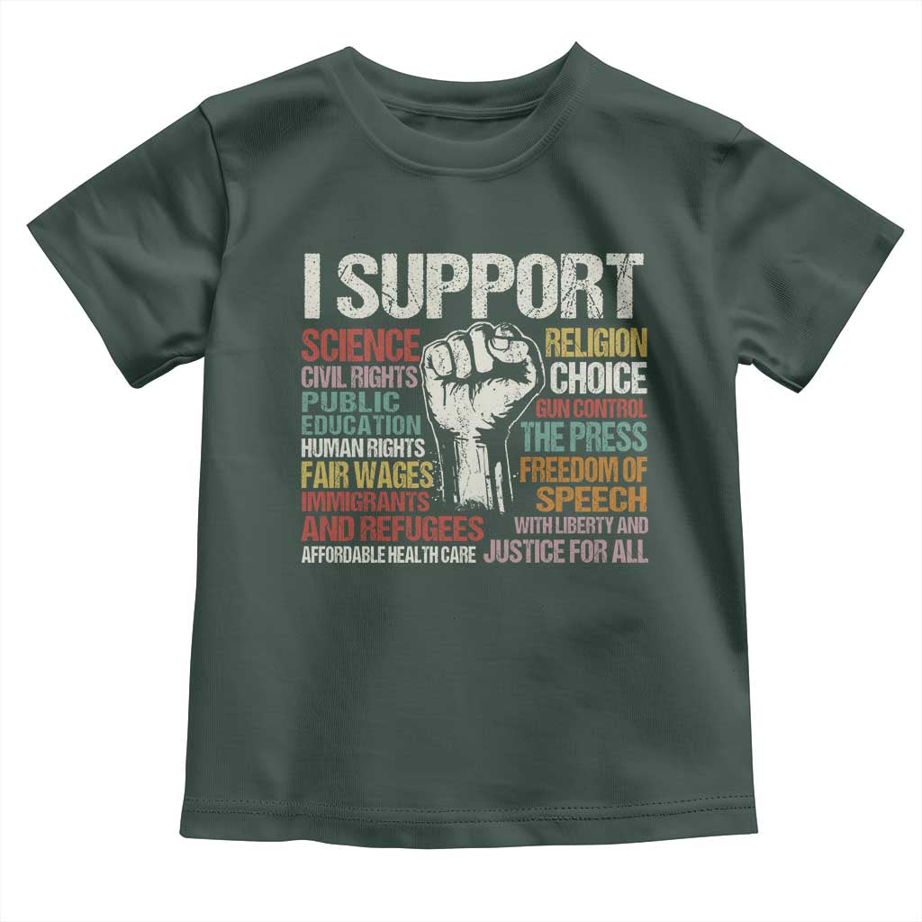 I Support Progressive Liberal Human Rights Toddler T Shirt Vintage Hand Fist