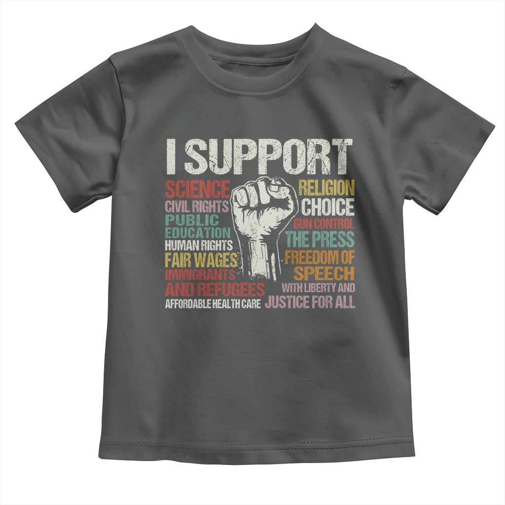 I Support Progressive Liberal Human Rights Toddler T Shirt Vintage Hand Fist