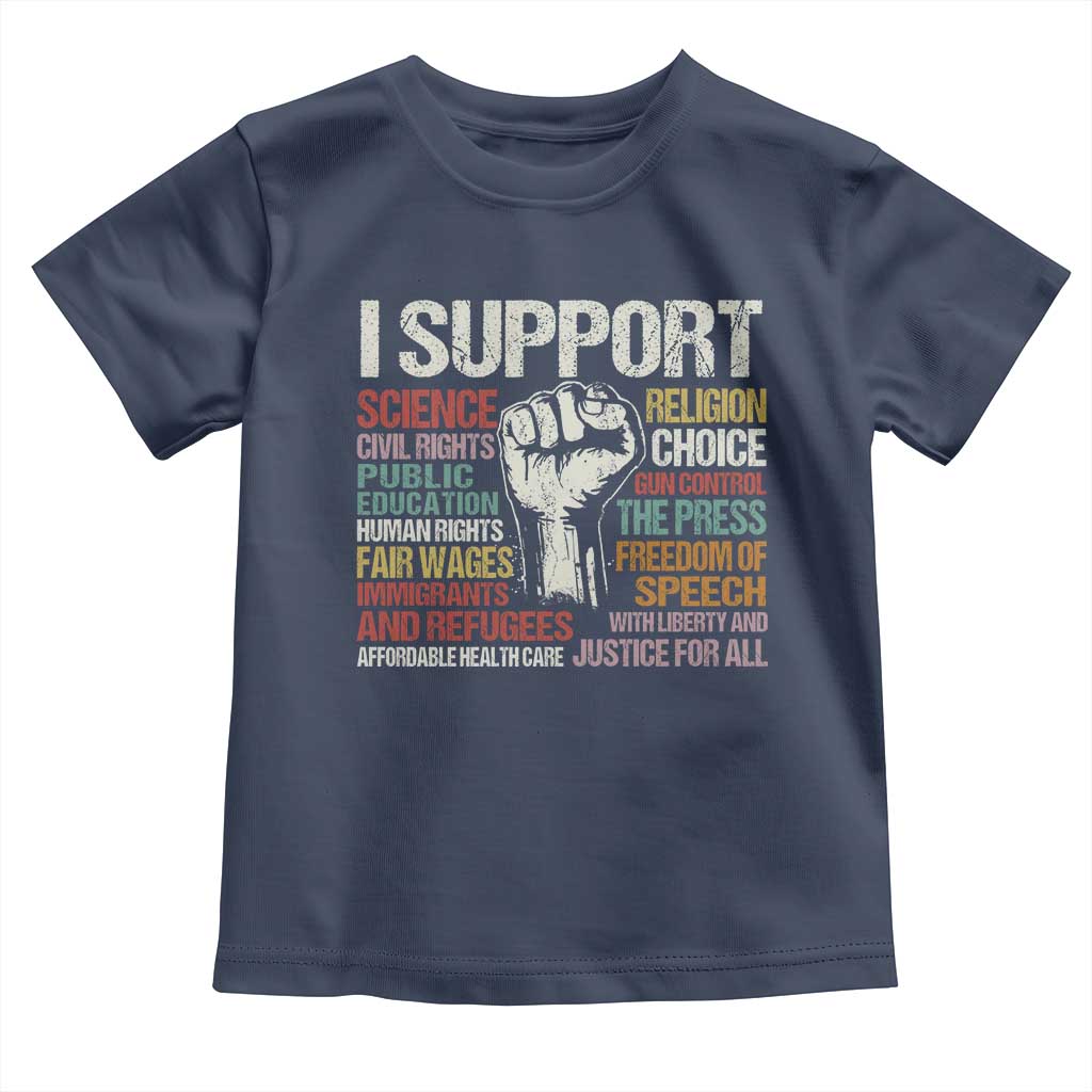 I Support Progressive Liberal Human Rights Toddler T Shirt Vintage Hand Fist