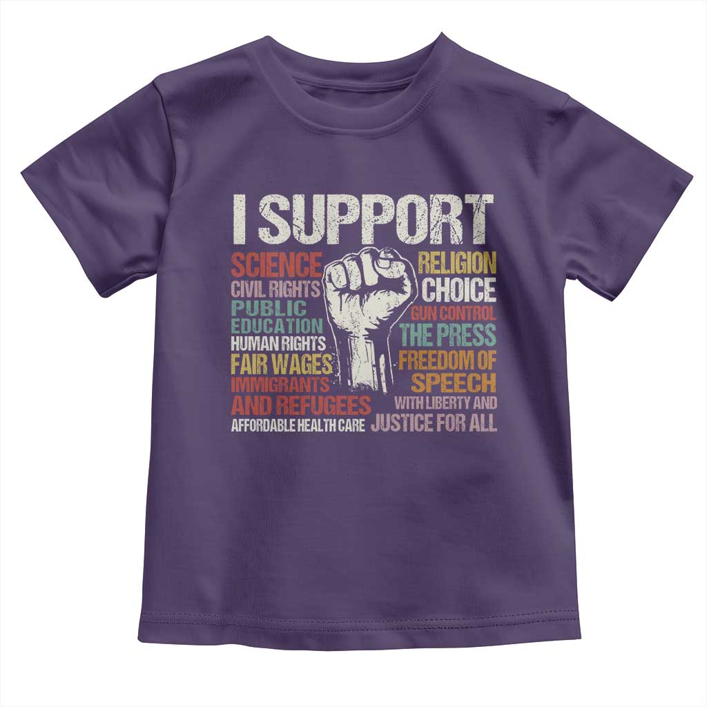 I Support Progressive Liberal Human Rights Toddler T Shirt Vintage Hand Fist