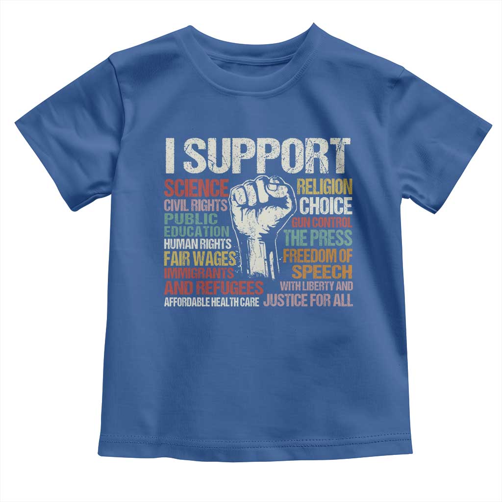 I Support Progressive Liberal Human Rights Toddler T Shirt Vintage Hand Fist