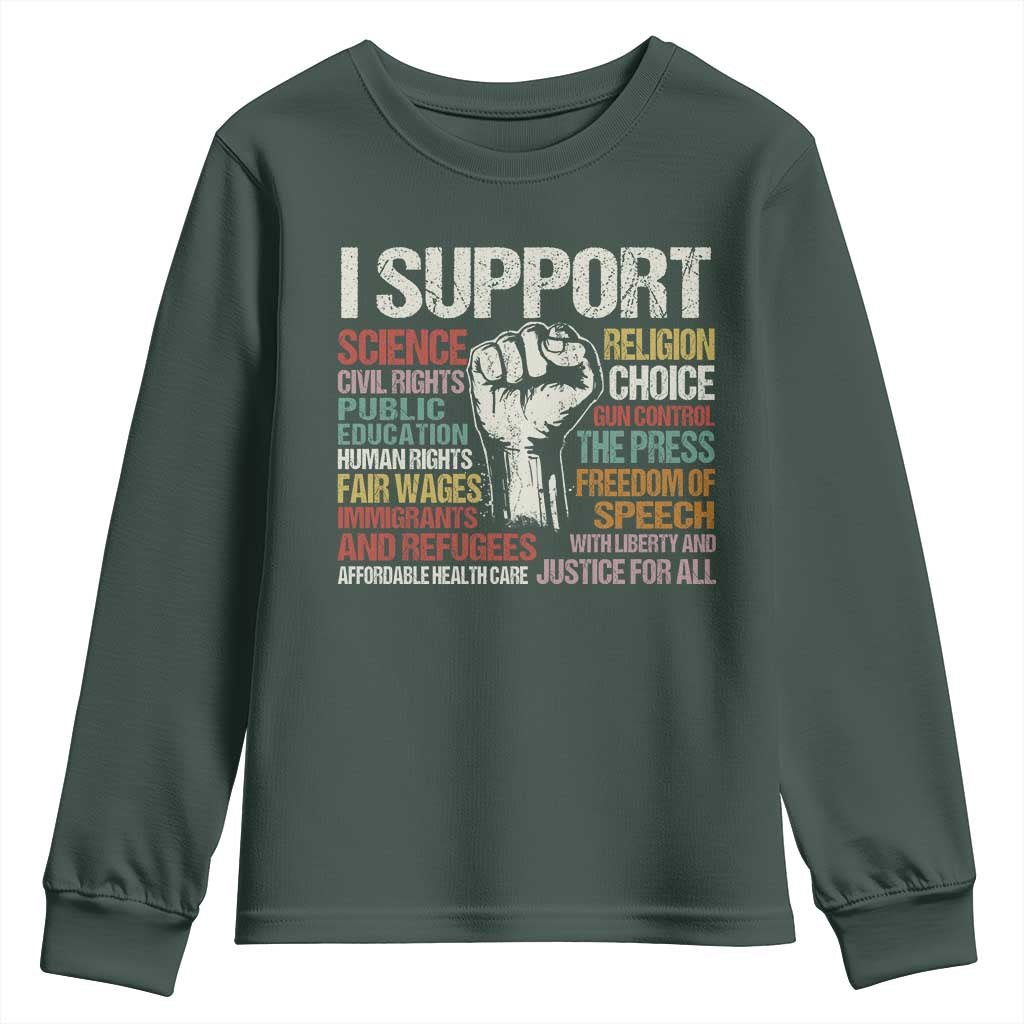 I Support Progressive Liberal Human Rights Youth Sweatshirt Vintage Hand Fist