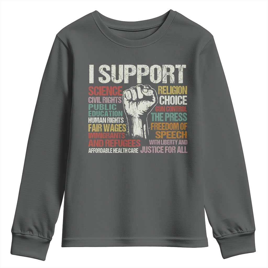 I Support Progressive Liberal Human Rights Youth Sweatshirt Vintage Hand Fist