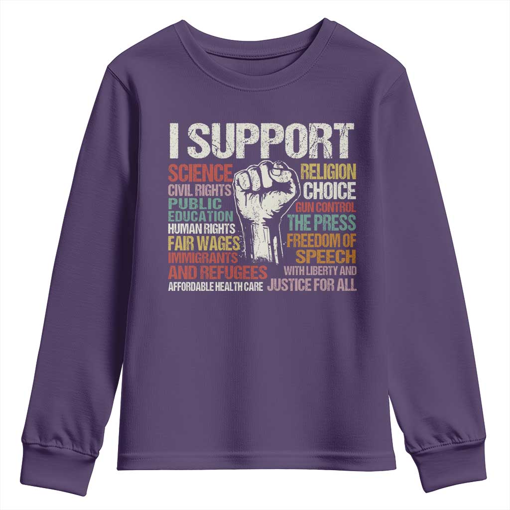 I Support Progressive Liberal Human Rights Youth Sweatshirt Vintage Hand Fist