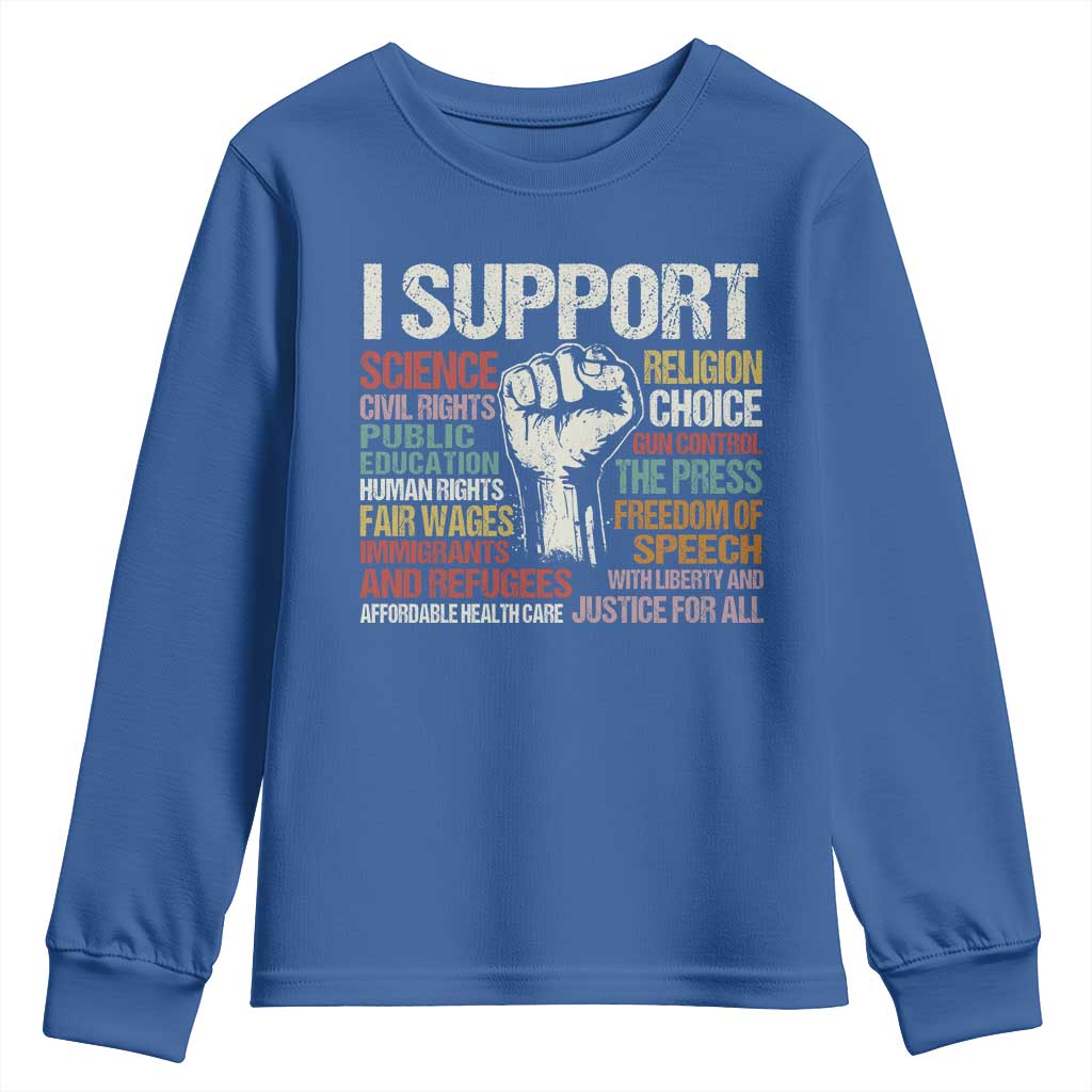 I Support Progressive Liberal Human Rights Youth Sweatshirt Vintage Hand Fist