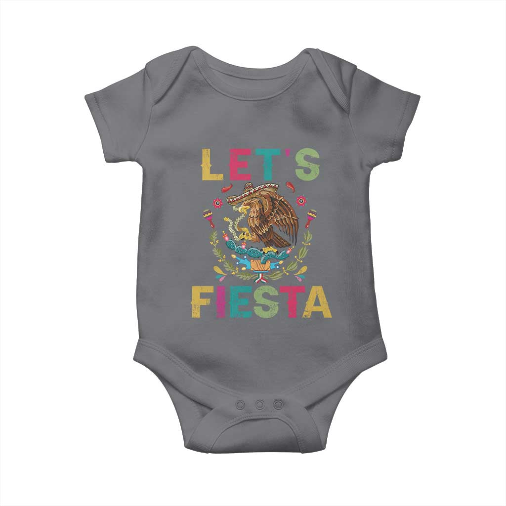 Funny Cinco De Mayo Baby Onesie Let's Fiesta Golden Eagle Mexico Flag